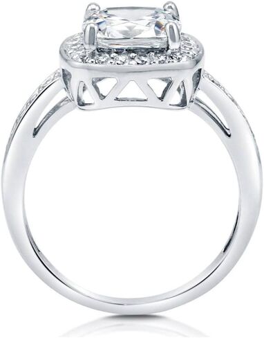 BERRICLE Sterling Silver Halo Wedding Engagement Rings Cushion Cut Cubic Zirconia CZ Ring for Women, Rhodium Plated in Saudi Arabia