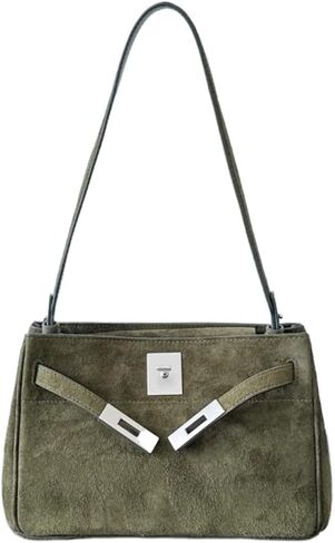 Suede Underarm Bag Lock Hobo Bucket Bag Handbag Shoulder Crossbody Bag Totes Sling Satchel Versatile Luxury Elegant in Kuwait