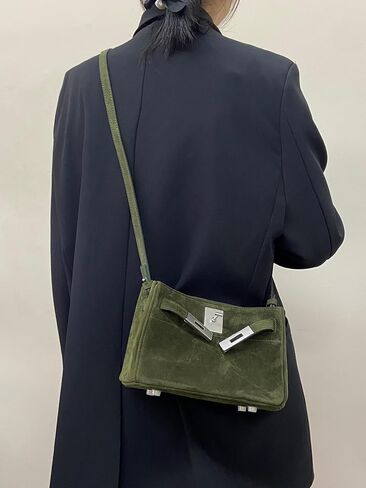 Suede Underarm Bag Lock Hobo Bucket Bag Handbag Shoulder Crossbody Bag Totes Sling Satchel Versatile Luxury Elegant in Kuwait