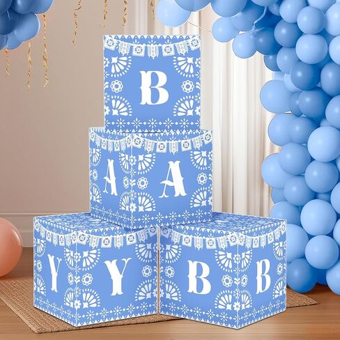 Marspark 4 قطع cielito Lindo زينة استحمام الطفل صناديق الطفل cielito Lindo زينة الحفلات صندوق كتل مع حرف Papel Picado ديكور للجنس المكسيكي يكشف عيد ميلاد فييستا صور الدعائم (وردي) in Kuwait