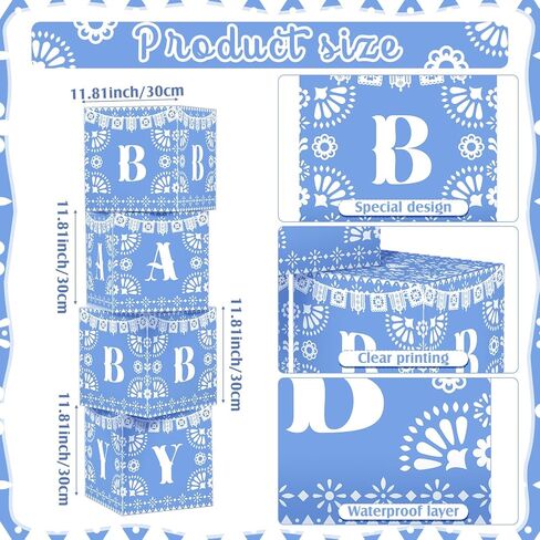 Marspark 4 قطع cielito Lindo زينة استحمام الطفل صناديق الطفل cielito Lindo زينة الحفلات صندوق كتل مع حرف Papel Picado ديكور للجنس المكسيكي يكشف عيد ميلاد فييستا صور الدعائم (وردي) in Kuwait