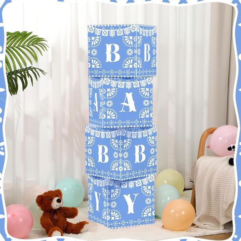 Marspark 4 قطع cielito Lindo زينة استحمام الطفل صناديق الطفل cielito Lindo زينة الحفلات صندوق كتل مع حرف Papel Picado ديكور للجنس المكسيكي يكشف عيد ميلاد فييستا صور الدعائم (وردي) in Kuwait