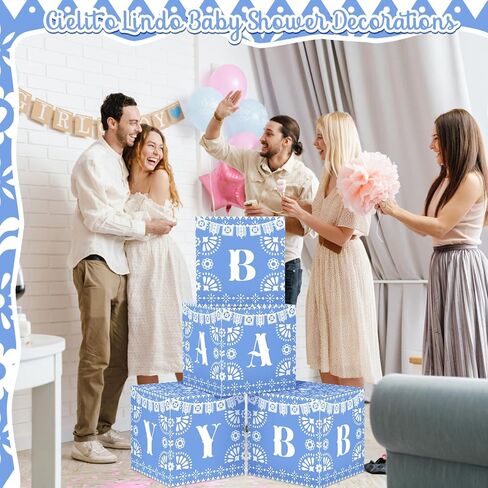 Marspark 4 قطع cielito Lindo زينة استحمام الطفل صناديق الطفل cielito Lindo زينة الحفلات صندوق كتل مع حرف Papel Picado ديكور للجنس المكسيكي يكشف عيد ميلاد فييستا صور الدعائم (وردي) in Kuwait