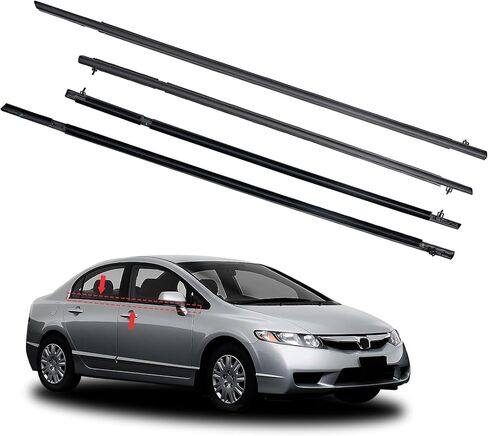 ختم قولبة النافذة لملحقات Honda Civic 2012-2015، حزام تجريد الطقس المطاطي الأسود للباب الخارجي، استبدال 72450-TR0-A01 (4 قطع) in Kuwait