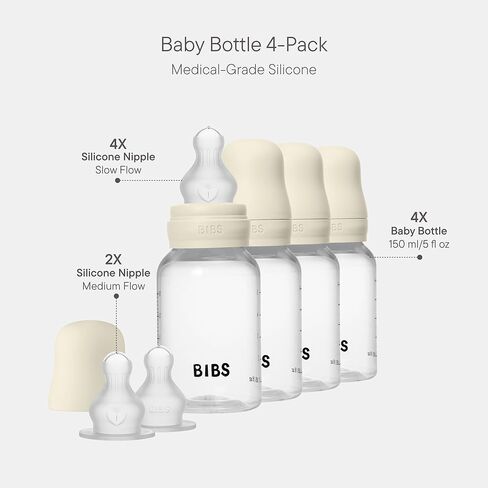 زجاجة Bibs Baby 5 أوقية / 150 مل حلمة سيليكون - مضادة للدورة ، خالية من BPA ، حلمة مستديرة ، تدفق بطيء ، خفيفة الوزن وسهلة التنظيف ، مناسبة للحديدين حديثي الولادة 0+ سنوات - أحمر الخدود in Kuwait