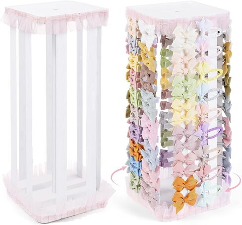 POVETIRE Bow Holder for Girls Hair Bows,Pink Hair Bow Organizer, Hair Clips Stand Hair Accessories Rack Display Decors Baby Nursery Toddler Girls Room in Kuwait