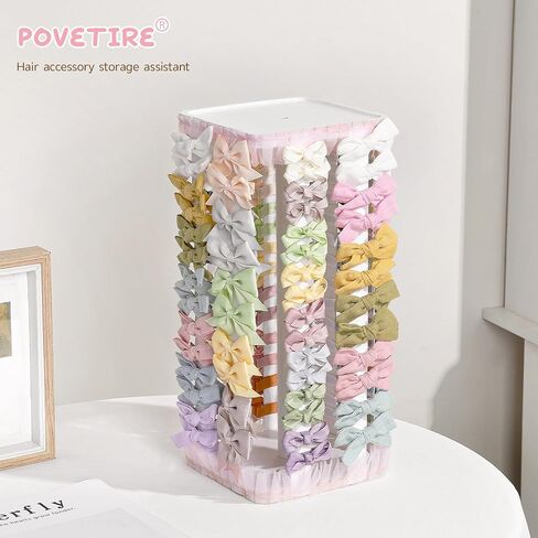 POVETIRE Bow Holder for Girls Hair Bows,Pink Hair Bow Organizer, Hair Clips Stand Hair Accessories Rack Display Decors Baby Nursery Toddler Girls Room in Kuwait