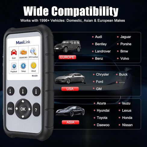 Autel MaxiLink ML629 obd2 الماسح الضوئي نسخة مطورة من AL519 AL619 ML619 قارئ رمز obdii الكامل ABS SRS أداة تشخيص نقل المحرك مع DTC Lookup Auto VIN in Saudi Arabia