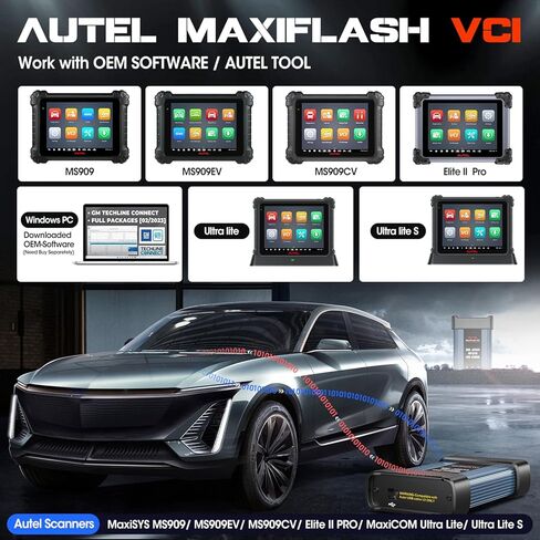 مبرمج Autel J2534 Pass-Thru، 2025 MaxiFlash VCI OEM لإعادة البرمجة وأداة التشخيص، SAE J-2534 CAN FD DoIP D-PDU RP1210 متوافق، يعمل مع برنامج OE/MaxiSys Elite II Pro MS909 MS909CV in Saudi Arabia