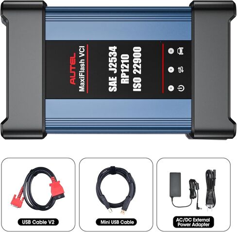 مبرمج Autel J2534 Pass-Thru، 2025 MaxiFlash VCI OEM لإعادة البرمجة وأداة التشخيص، SAE J-2534 CAN FD DoIP D-PDU RP1210 متوافق، يعمل مع برنامج OE/MaxiSys Elite II Pro MS909 MS909CV in Saudi Arabia