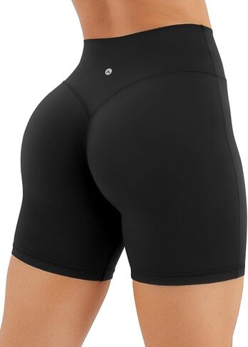 شورت نسائي عالي الخصر للتمرين بطول 15.24 سم قابل للتنفس، سروال يوجا مرن للجري in Kuwait