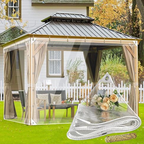 AHWEKR Clear PVC Vinyl Tarp Clear Tarp,Waterproof Clear with Grommets Heavy Duty Outdoor Camping,Transparent Waterproof raincloth for Roofs （8' x 10'） in Saudi Arabia