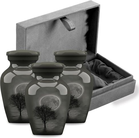 جرة جنازة حرق الجثث للبالغين من Forever URNS مع موضوع مطبوع على شكل شجرة ليلة القمر للرماد البشري للإناث والذكور | 200 متر مكعب في | كبير | متعدد الألوان | مصنوع يدويًا بالكامل مع حقيبة حماية مخملية in Kuwait