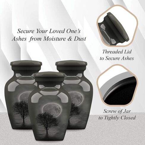 جرة جنازة حرق الجثث للبالغين من Forever URNS مع موضوع مطبوع على شكل شجرة ليلة القمر للرماد البشري للإناث والذكور | 200 متر مكعب في | كبير | متعدد الألوان | مصنوع يدويًا بالكامل مع حقيبة حماية مخملية in Kuwait