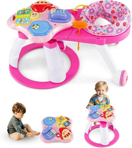 INFANS 3 in 1 Walk Around Baby Activity Center, Baby Walker with Play Table, Wheels, Detachable Seat Cushion, 3 Adjustable Heights, Learning Toys for Boys Girls Aged 6-36 Months (Blue) in Saudi Arabia