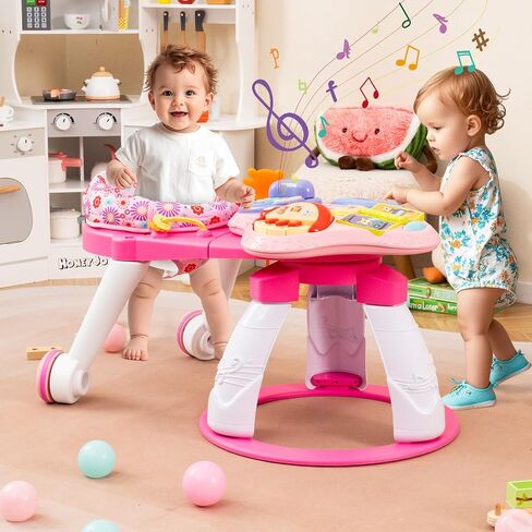 INFANS 3 in 1 Walk Around Baby Activity Center, Baby Walker with Play Table, Wheels, Detachable Seat Cushion, 3 Adjustable Heights, Learning Toys for Boys Girls Aged 6-36 Months (Blue) in Saudi Arabia