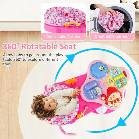 INFANS 3 in 1 Walk Around Baby Activity Center, Baby Walker with Play Table, Wheels, Detachable Seat Cushion, 3 Adjustable Heights, Learning Toys for Boys Girls Aged 6-36 Months (Blue) in Saudi Arabia