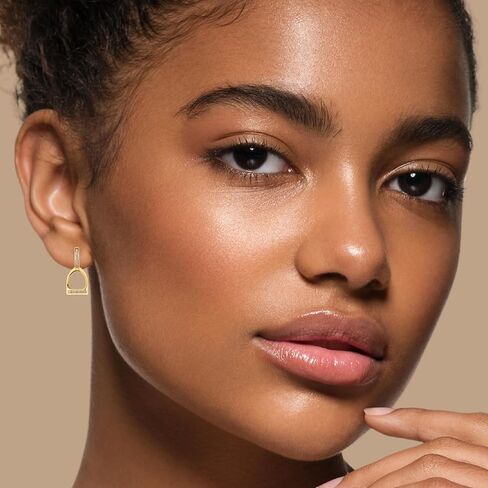 أقراط ركاب من الذهب عيار 18 قيراط - مطلية بالذهب عيار 18 قيراط وأكثر من 925 من الفضة الإسترلينية مع أقراط تشيكوسلوفاكيا - أقراط غربية. خفيف الوزن ولا يسبب الحساسية، وآمن للأذنين الحساسة. هدية مجوهرات الحصان لها in Kuwait