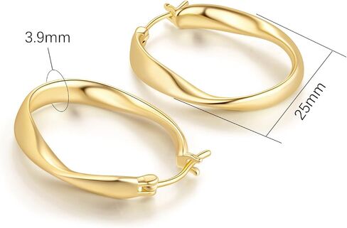 Gold Hoops Earrings for Women 14K Gold Earrings for Women Hoops Earring for Womens Hoop Twisted Wave Hoop Earring for Womens in Saudi Arabia