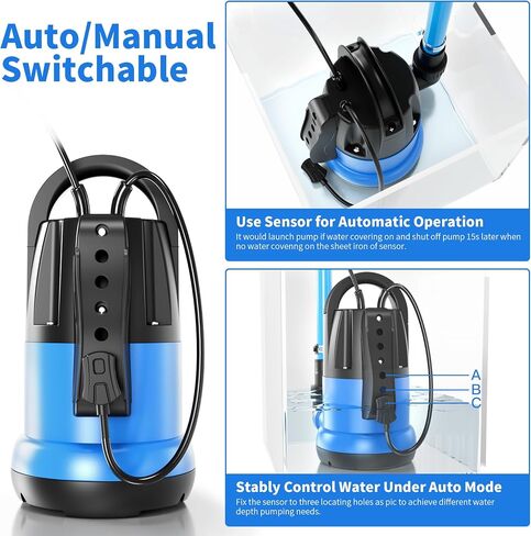 1/2HP Sump Pump Submersible 0.04 inch Low suction Water Draining Design for Completely Water Removal from Flooded Basement Pools Hot Tub Backyard 25FT Power Cord in Saudi Arabia