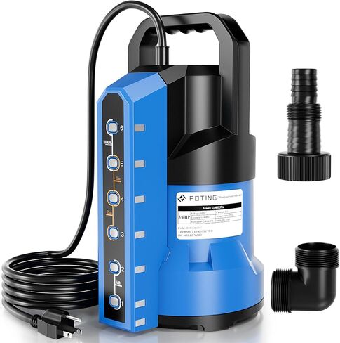 1/2HP Sump Pump Submersible 0.04 inch Low suction Water Draining Design for Completely Water Removal from Flooded Basement Pools Hot Tub Backyard 25FT Power Cord in Saudi Arabia