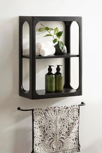 Kate and Laurel Dahl Modern Mango Wood Tiered Wall Shelf, 18 x 7 x 22, Walnut Brown, Decorative Over The Toilet Shelf for Use as Bathroom Storage or Living Room Display Shelving in Saudi Arabia