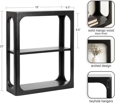 Kate and Laurel Dahl Modern Mango Wood Tiered Wall Shelf, 18 x 7 x 22, Walnut Brown, Decorative Over The Toilet Shelf for Use as Bathroom Storage or Living Room Display Shelving in Saudi Arabia