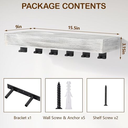 رف إكسسوارات متناغم، منظم رف عائم مثبت على الحائط يناسب العديد من ملحقات الصالة الرياضية المنزلية، رف تخزين متناغم موفر للمساحة مع 6 مشابك على شكل حرف T وشماعات محولات خطافات، أسود in Kuwait