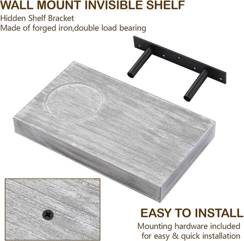 رف إكسسوارات متناغم، منظم رف عائم مثبت على الحائط يناسب العديد من ملحقات الصالة الرياضية المنزلية، رف تخزين متناغم موفر للمساحة مع 6 مشابك على شكل حرف T وشماعات محولات خطافات، أسود in Kuwait