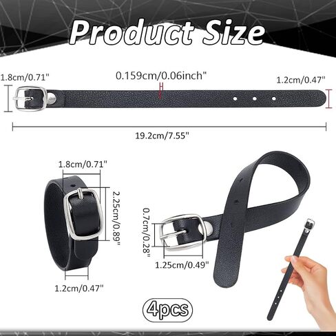 NBEADS 4 قطع من أشرطة مشبك تمديد النقبة السوداء، 7.56 × 0.71 × 0.28 بوصة من جلد البولي يوريثان المقلد لأشرطة الأمتعة وأحزمة حقيبة للتنانير الضيقة وأشرطة التنانير الرجالية in Saudi Arabia