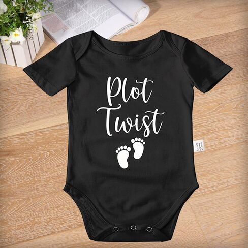 Plot Twist Infant Bodysuits, Baby Announcement Grandparents, Newborn Fashion Short Sleeves Clothes for 0-24 Month in Kuwait