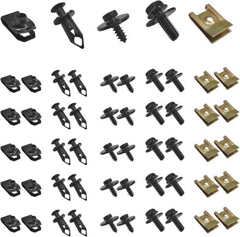 100PCS Car Screws and Bolts, Engine Under Cover Splash Shield Guard Body Bolt Kit, Universal Undertray Screws Bumper Fender Liner Push Retainer Extruded U-Nuts Replacement in Saudi Arabia