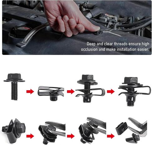 100PCS Car Screws and Bolts, Engine Under Cover Splash Shield Guard Body Bolt Kit, Universal Undertray Screws Bumper Fender Liner Push Retainer Extruded U-Nuts Replacement in Saudi Arabia