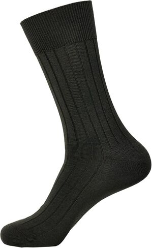 L.Martin Pima 100 Cotton Mercerized Ribbed Crew Dress Mid Calf Socks for Men in Saudi Arabia