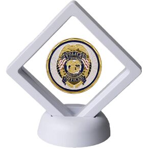 Coin Display Holder, Clear Case with Stand for Challenge Coin, Medallion (White)