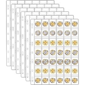 6 Sheets Coin Collection Pages for Collectors, Coin Pages, 9-Holes Coin Sleeves Holder Book, Coin Album Collecting Binder for Silver Dollar Bill Stamp, 42-Pockets per Sheet/252 Pockets in Total in Kuwait