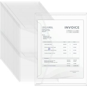 100 Pack Plastic Envelopes A4 Letter Size Plastic Envelope Clear Document Folders with Snap Button Closure Waterproof Envelope Folders with Closure for School Home Work Office Organization