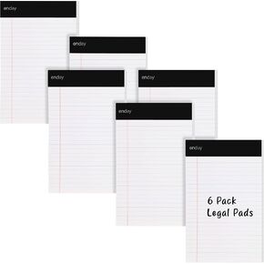 Enday Small Note Pads 5x8 Legal Pads, Legal/Wide Ruled Writing Pad with Perforated Pages, White Paper Jr. Legal Note Pads for Work and Note-Taking, 30 Sheets Per Notepad, 6 Pack in Kuwait