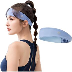 Women's Ice-feeling Sports Headband Ice-silk Fabric Moisture Wicking Breathable Cooling Comfortable Fit Wraps Hair Fashion Double-color Sweatband For Girls Fitness Running Tennis Yoga Workout Hairband