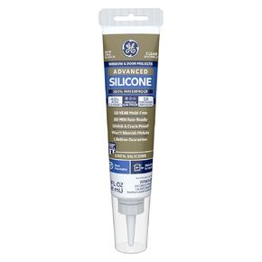 GE Advanced Silicone Caulk for Window & Door - 100% Waterproof Silicone Sealant, 5X Stronger Adhesion, Freeze & Sun Proof - 2.8 fl oz Tube, Clear, 1 Pack