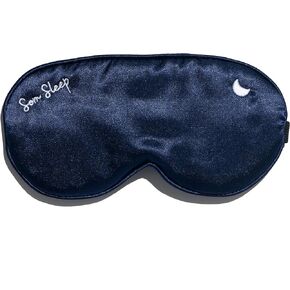 Som Sleep Satin Sleep Mask for Women & Men – Soft & Comfortable Eye Mask for Sleeping with Adjustable Head Band – 100% Light Blocking, Breathable Fabric Eye Cover for Sleeping Navy Blue