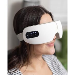 Pro English Voice Control Eye Massager, Heated Eye Mask for for Migraines Eye Strain Dark Circles (Pink)