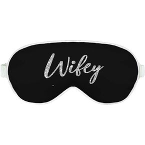 Bride Sleep Mask - Crystal Wifey Sleep Mask - Bridal Shower Gifts, Supplies Blackout Eye Mask - Black with White Piping