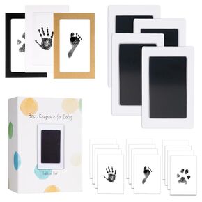 Inkless Baby Hand and Footprint Kit,Clean-Touch Ink Pad Kit,Safe No Mess Printing Infant Hand Foot Stamp,4 Pack Newborn Inkless Print Pads Best Keepsake or Gifts for Family