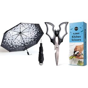 OTOTO Bundle of 2 NEW! Spookula Vampire Umbrella Unique Umbrella & NEW!! Elizabat Kitchen Scissors Cute Bat Kitchen Shears