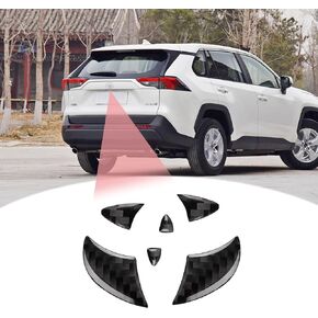 Compatible with Car Rear Tailgate Emblem Logo Trim Accessories Carbon Fiber Emblem Badge Decal Cover Sticker for Toyota RAV4 2020-2024 Black