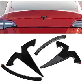 Front Trunk/Rear Trunk Emblem Cover Designed for Tesla Model 3,Badge Logo Protection Caps for Model 3,Sticker Decals 2PCS/Set Only for 2020-2023 Model 3 Exterior Accessories Glossy Black