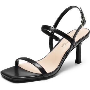 DREAM PAIRS Womens Slingback Heels Square Open Toe Strappy Sandals Ankle Strap High Heeled Dressy Shoes
