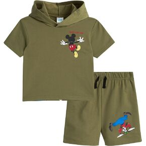 Disney Boys' Shorts Set - 2 Piece Hoodie Sweatshirt and Shorts: Mickey Mouse, Winnie the Pooh, Lilo & Stitch (2T-7)