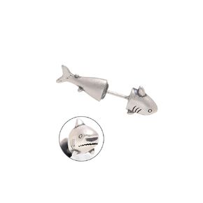 925 Sterling Silver Shark Piercing Stud Earring Fake Gauge, One Piece